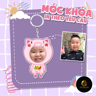 Móc khóa CHIBI IN THEO YÊU CẦU  chất liệu mica trong suốt in 2 mặt quà tặng người thân