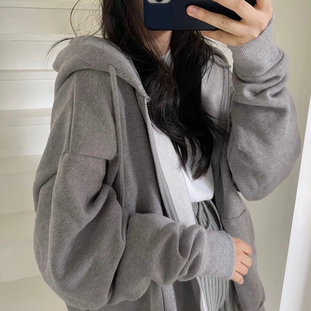 Hàng Mới Về Mới Áo Hoodie Khóa Kéo Phong Cách Âu Mỹ Thời Trang Cho Nữ