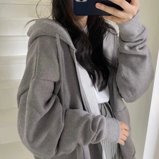 Hàng Mới Về Mới Áo Hoodie Khóa Kéo Phong Cách Âu Mỹ Thời Trang Cho Nữ