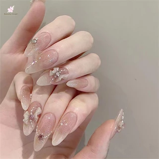 💖Set 24 Móng Tay Giả Có Keo Dán Acrylic Toàn Diện Phong Cách Pháp💖