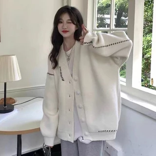 Áo Khoác cardigan Dệt Kim Dáng Rộng Phong Cách Hàn Quốc Thời Trang Thu Đông