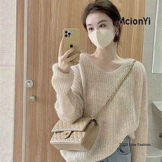 Mcionyi Áo sweater Dệt Kim Tay Dài Kiểu Hàn Quốc Thời Trang 2023 Cho Nữ