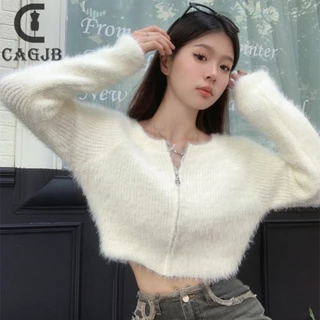 [cagjb] Áo Khoác cardigan Dệt Kim Mỏng Màu Trơn Mùa Thu Đường Phố Ngọt Ngào Cho Nữ yomg