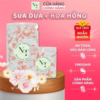 Sáp Wax Lông Mix Hoa Hồng + Sữa Dừa Cao Cấp Bám Lông, Chuyên Dụng Wax Bikini NT WAXING Tặng Que Phết Sáp Che Tên