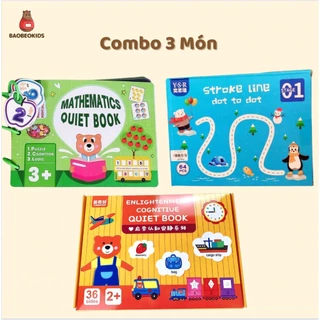 [SẴN] Combo Học Liệu Bóc Dán Montessori Thông Minh Và Tập Tô Vẽ Xóa Được 64 Trang Baobeokids [TẶNG MÓC KHOÁ]