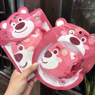 Sét 10 Khẩu Trang Gấu Dâu Lotso Cho Mẹ và Bé, Túi Khẩu Trang Hoạt Hình Cute Dễ Thương