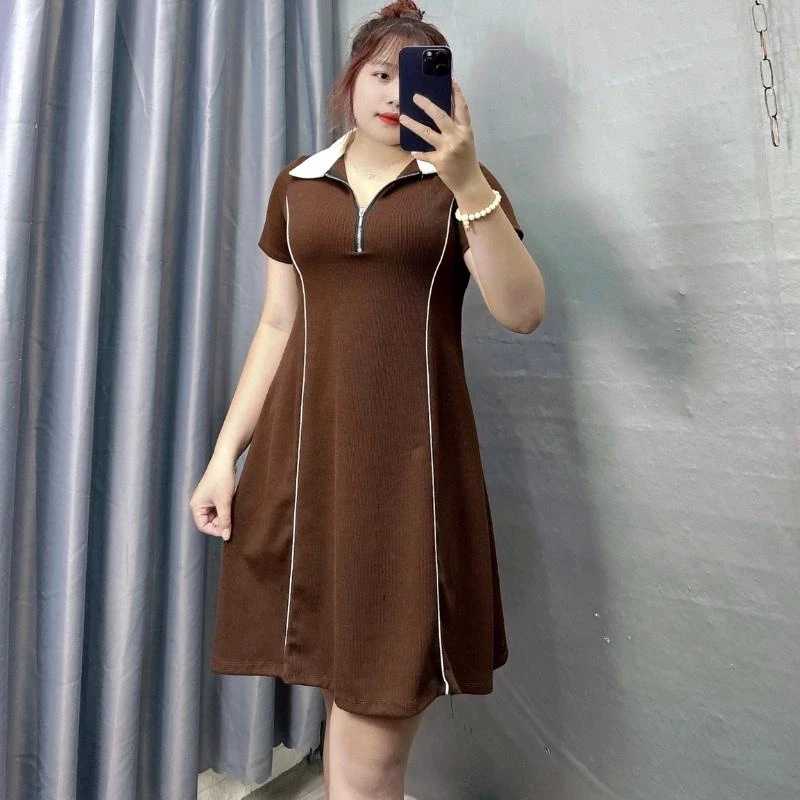 Đầm dáng A The Simple bigsize nữ thiết kế cổ polo trẻ trung năng động phù hợp cho các nàng chuppy xinh xắn G93