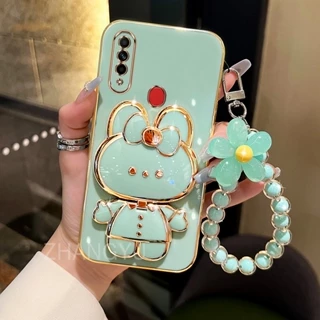 ốp lưng OPPO A8 A31 2020 Ốp Điện Thoại Silicone TPU mạ điện 3D thỏ đứng với vòng đeo tay dây buộc Trường hợp điện thoại chống sốc OPPO A8 A31 2020