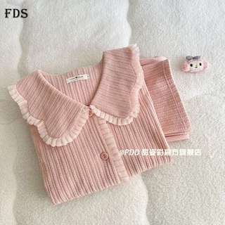 Fds Bộ Đồ Ngủ Tay Dài Chất cotton Màu Trơn Thời Trang Xuân Thu Xinh Xắn Cho Nữ