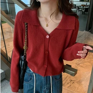 Áo cardigan Dệt Kim Tay Dài Cổ Chữ v Thời Trang Thu Đông Cho Nữ