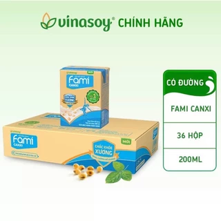 THÙNG SỮA ĐẬU NÀNH FAMI Nguyên chất- Can xi (36 hộp x 200ml)