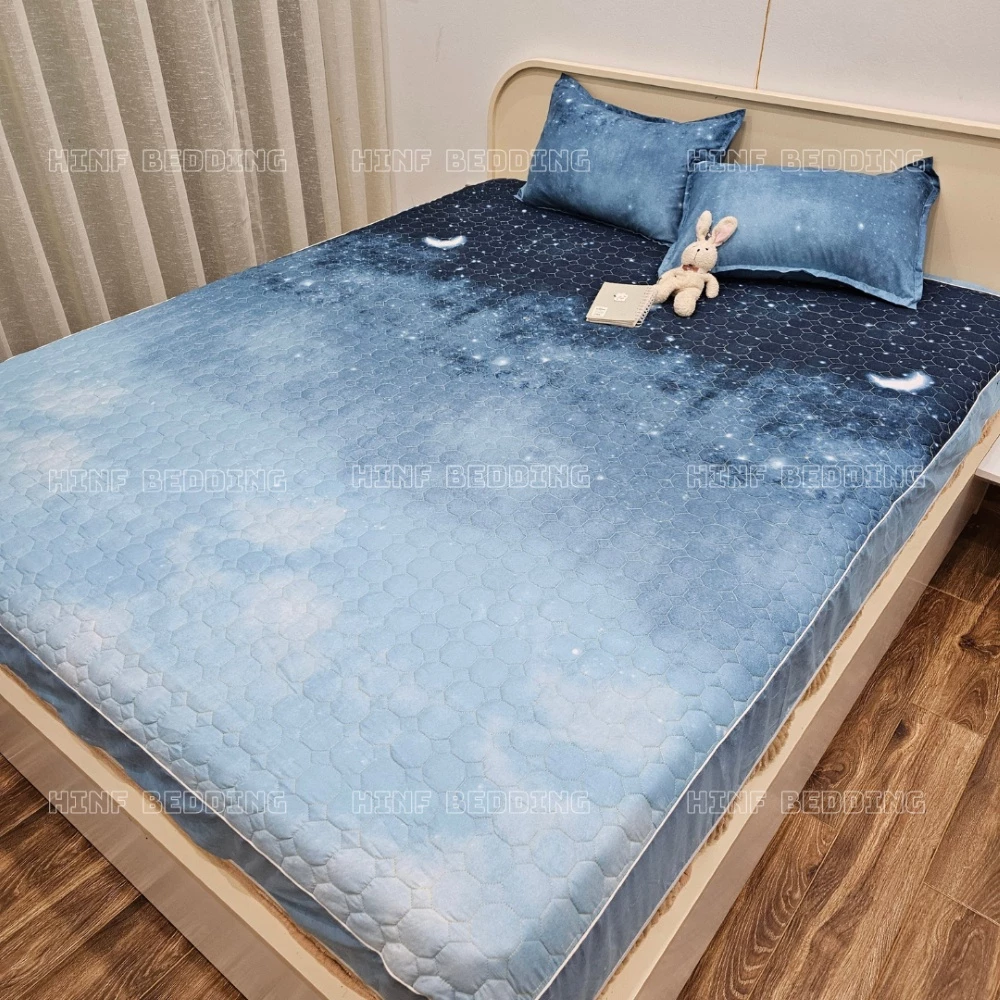 Set 3 món ga gối trần bông đũi đậu nành 1m6/1m8/2m2 dùng cho đệm cao 5-15cm mềm mịn mát nhẹ nhiều màu sắc
