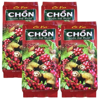 Combo 4 bịch (mỗi bịch 500gr) Cà phê pha Phin truyền thống Chồn Buôn Mê Thuộc và Chồn 24h thượng hạng.