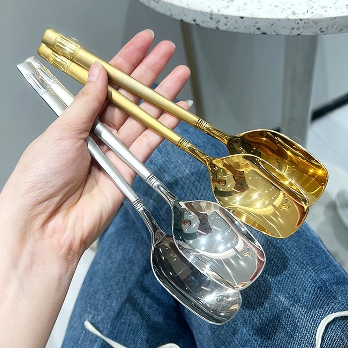 Thìa Muỗng ĂN Cơm, Cháo Súp Cán Dài Đầu Vuông 19.5cm
