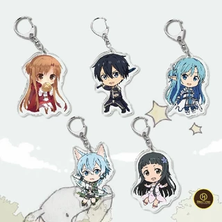 Móc khoá Anime Sword Art Online ,Kirito, Asuna, Sinon dễ thương in 2 mặt acrylic trang trí túi xách balo_mica Hoàng