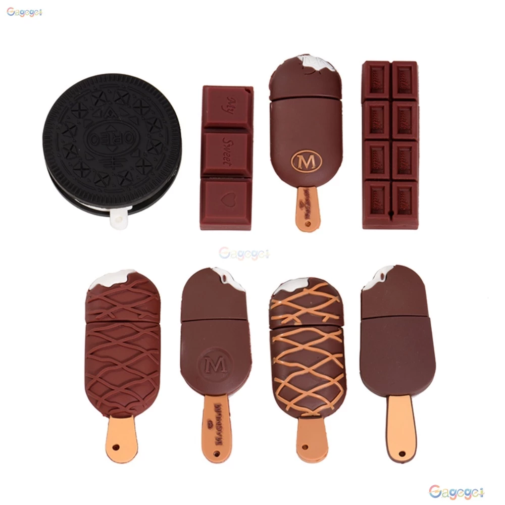 Dễ Thương Ổ Đĩa Sạc usb 128gb 64gb 32gb 16gb 8gb 1gb 1tb 2tb Chất Liệu Silicon Chống Thấm Nước Hình Cây Kem Sô Cô La