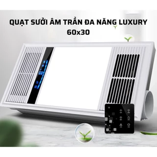 Quạt sưởi nhà tắm âm trần TLC đa năng Luxury 60x30cm 4 chức năng Quạt mát, sưởi ẩm, Hút mùi, đèn Led - Bảo hành 3 năm