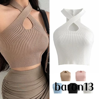 Xo8k-áo crop Top Không Tay Màu Trơn Vừa Vặn Phong Cách Đơn Giản Cho Nữ