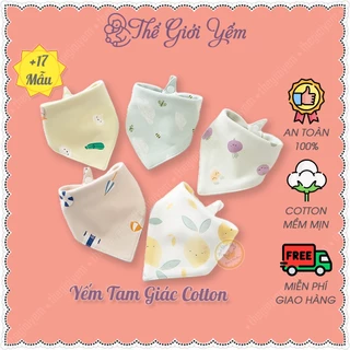 Khăn yếm quàng cổ tam giác cho bé có cúc bấm chất liệu cotton tinh khiết thoáng khí 2 lớp mềm mại Thế Giới Yếm