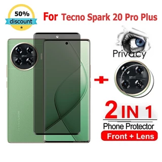 2 in 1 Kính cường lực Tecno Spark 20 Pro Plus cường lực bảo vệ chống gián điệp bảo vệ màn hình phủ đầy đủ cho Tecno Spark 10C 20C 10 20 Pro Camon 20 Pop 8 Pova Neo 4 5 Pro 5G Glass Film Camera Protecto