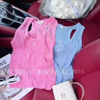 Jsvw [Ready & Stock] Chane *** 2023 Spring and Summer New Socialite Temperament Crew Neck Sling Sweater Vest Sling Female Sweet