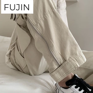 FUJIN quần_ống_rộng Quần Túi Hộp Vintage workwear pants 2023 NEW Style 072401