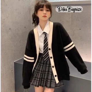 Áo Khoác Cardigan Bigsize Nữ Sọc Ngang Tay Phom Rộng Dễ Thương Vải Nỉ Mềm Mại Co Giãn Dễ Phối Đồ KHOAC7