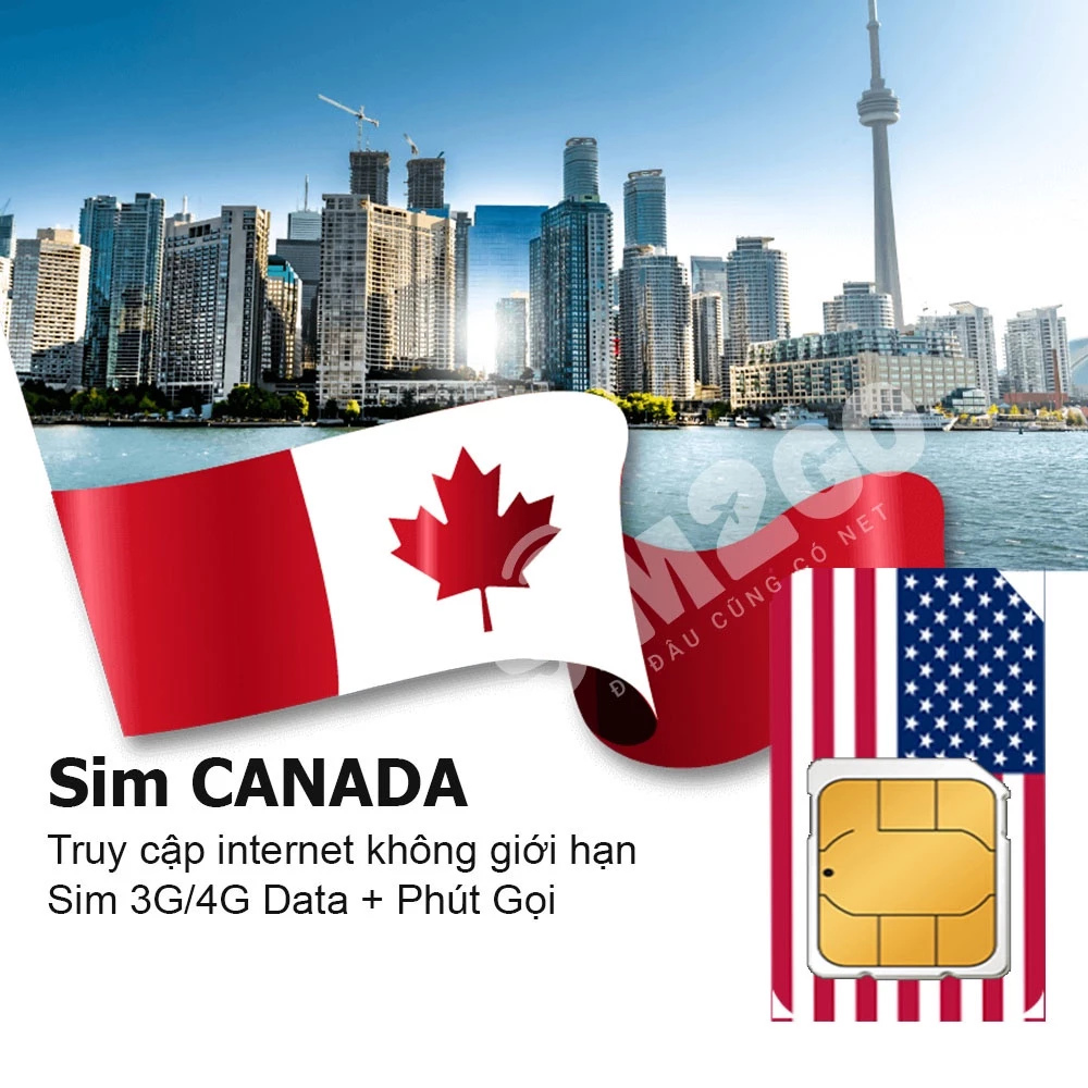 Sim du lịch Canada - Sim data tốc độ cao 4G, không giới hạn 3G