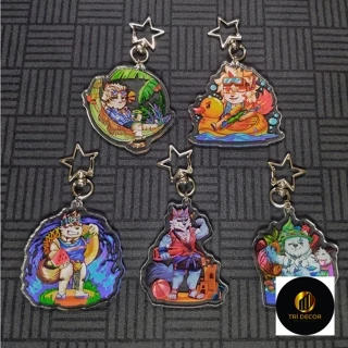 Móc Khóa/ Keychain Furry Moutain/ Kamui/ Hung/ Freddy/ Volibear Concept Summer 2 Lớp Nhựa Mica Nền Trong Suốt