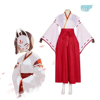 Genshin Impact Hanachiru Sato Miko Cosplay Costume Trang Phục Hóa Trang Nhân Vật Phù Thủy  Kimono Game Sets mask wig Halloween Uniform Adult