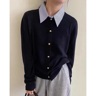 Áo Khoác Cardigan Dệt Kim Tay Dài Dáng Rộng Ngắn Màu Đen Phong Cách Nhật Bản Thời Trang Mùa Thu Cho Nữ