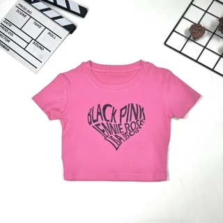 Áo cộc tay croptop BLACKPINK cho bé gái chất liệu thun tăm cotton co giãn tốt_HN230043