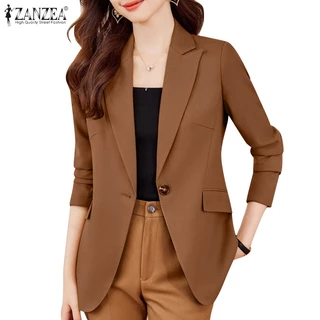 Áo khoác blazer nữ ZANZEA dài tay cổ bẻ thời trang hàn