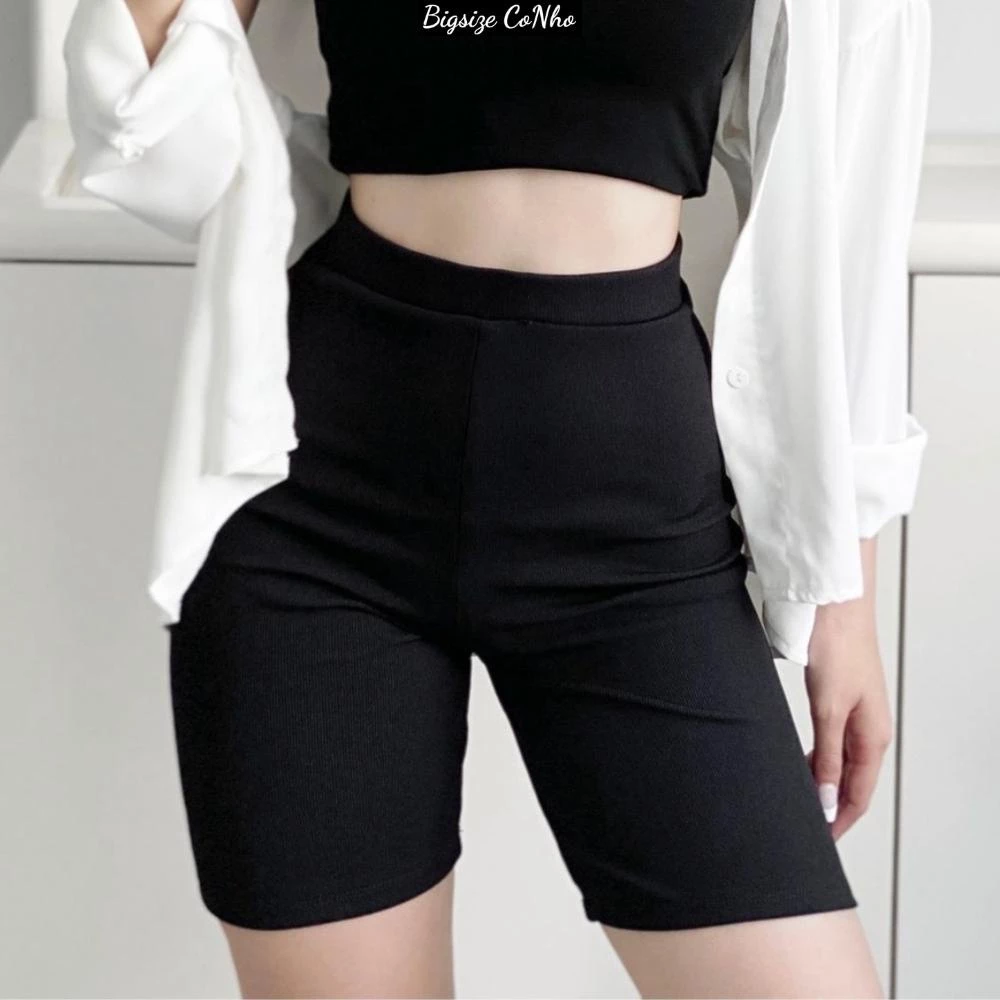Quần legging Bigsize nữ, Quần đùi ôm size ngoại cỡ chất liệu mềm mịn QOM