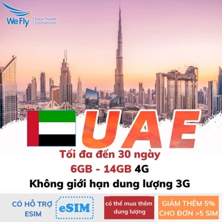 Sim du lịch UAE Dubai tốc độ cao 4G 5G không giới hạn dung lượng