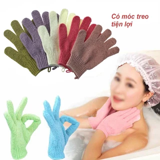 Găng tay tắm Body Cơ Thể tẩy tế bào chết BathShop bao tay tắm bàn chải khô Loại Xịn Dày Có Móc Treo (Xả Rẻ Lấy 5*)