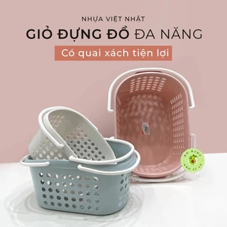 Giỏ đựng đồ đa năng có quai cầm  Nhựa Việt Nhật  màu sắc tươi tắn(MS:3210/3211/3212)