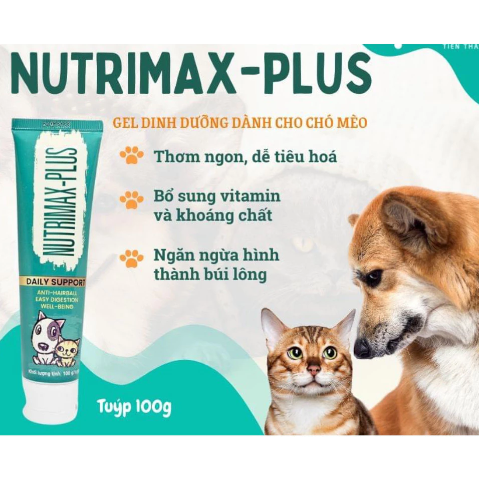 Gel dinh dưỡng Nutrimax Plus - bổ sung dinh dưỡng vitamin và khoáng chất cho chó mèo, ngăn ngừa búi lông mèo 100g