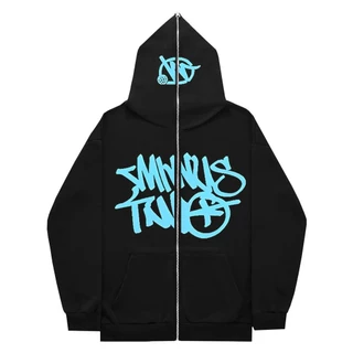 Áo Khoác Hoodie unisex Vải Lông Cừu Bên Trong Có Khóa Kéo Phong Cách Đường Phố gothic minus two ins Cao Cấp y2k