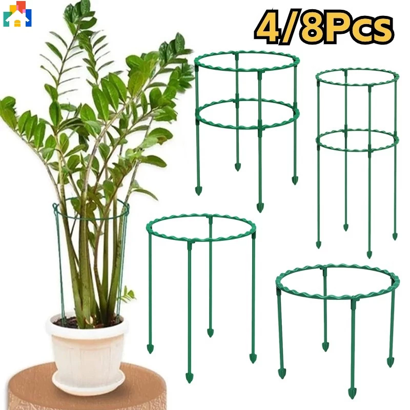 Set 4 / 8 Giá Đỡ Cố Định Lồng Trồng Cây Hình Tròn Trong Nhà / Ngoài Trời