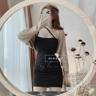 Set đồ nữ đẹp ⚡𝙎𝙄𝙀̂𝙐 𝙎𝘼𝙇𝙀⚡ Set bộ váy ôm 2 dây sexy kèm áo khoác thời trang