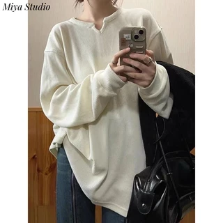 Miya Studio Áo thun nữ tay dài áo xuân Stylish Thời trang Đơn giản Cute WMY23B09DF 48Z231128