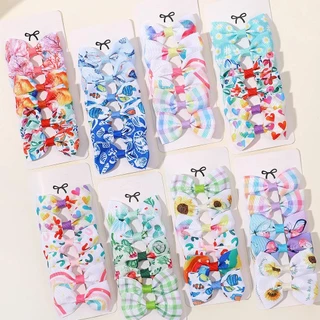 6 Cái / bộ In Hình Nơ Grosgrain Ruy Băng Kẹp Cho Bé Gái Dễ Thương Trẻ Em Barrettes Phụ Kiện Tóc