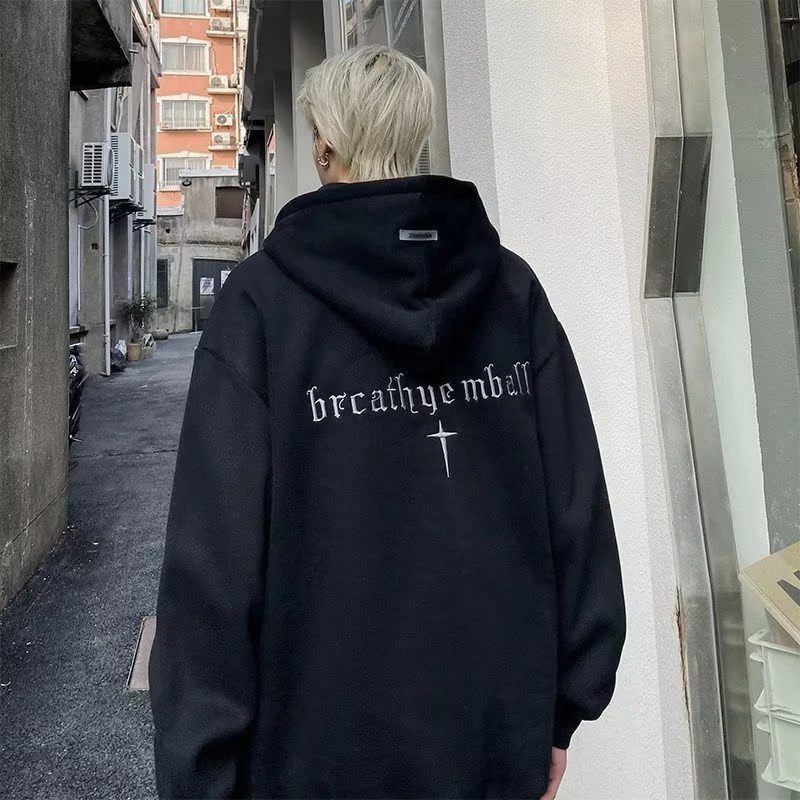 Áo Hoodie Dáng Rộng Thêu Chữ Thời Trang Chất Lượng Cao Cho Nam