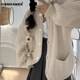 DANDANGE Áo Len áo khoác cardigan Stylish Phong cách Korean Cute WMY23A0CJK 48Z231127