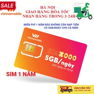 Sim vietnamobile data 4g vào mạng 1 năm miễn phí 12 tháng không cần nạp tiền 5GB/Ngày 150 GB/tháng giá rẻ