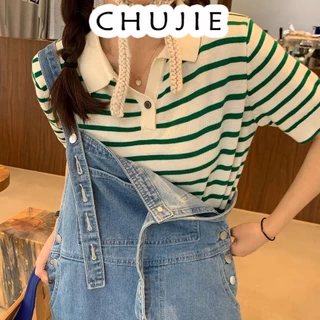 CHUJIE áo thun nữ croptop phông Kiểu Hàn thoải mái bông Mẫu mới năm TXS15Z23040715