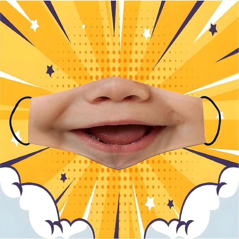 Khẩu Trang Trẻ Em Cười Hài Hước 3D Giống Thật Dành Cho Cả Nam Và Nữ