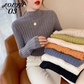 Áo sweater Dệt Kim Cổ Cao Dáng Ôm Thời Trang Thu Đông Hàng Mới Dành Cho Bạn Nữ