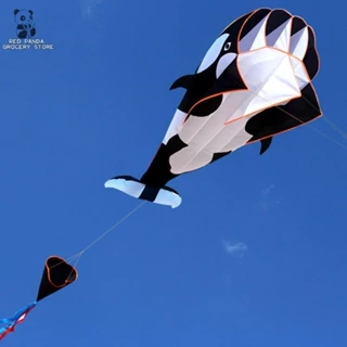 [RED PANDA]. 3D Huge Frameless Soft Parafoil Giant Killer Whale Kite With 30m Kites String